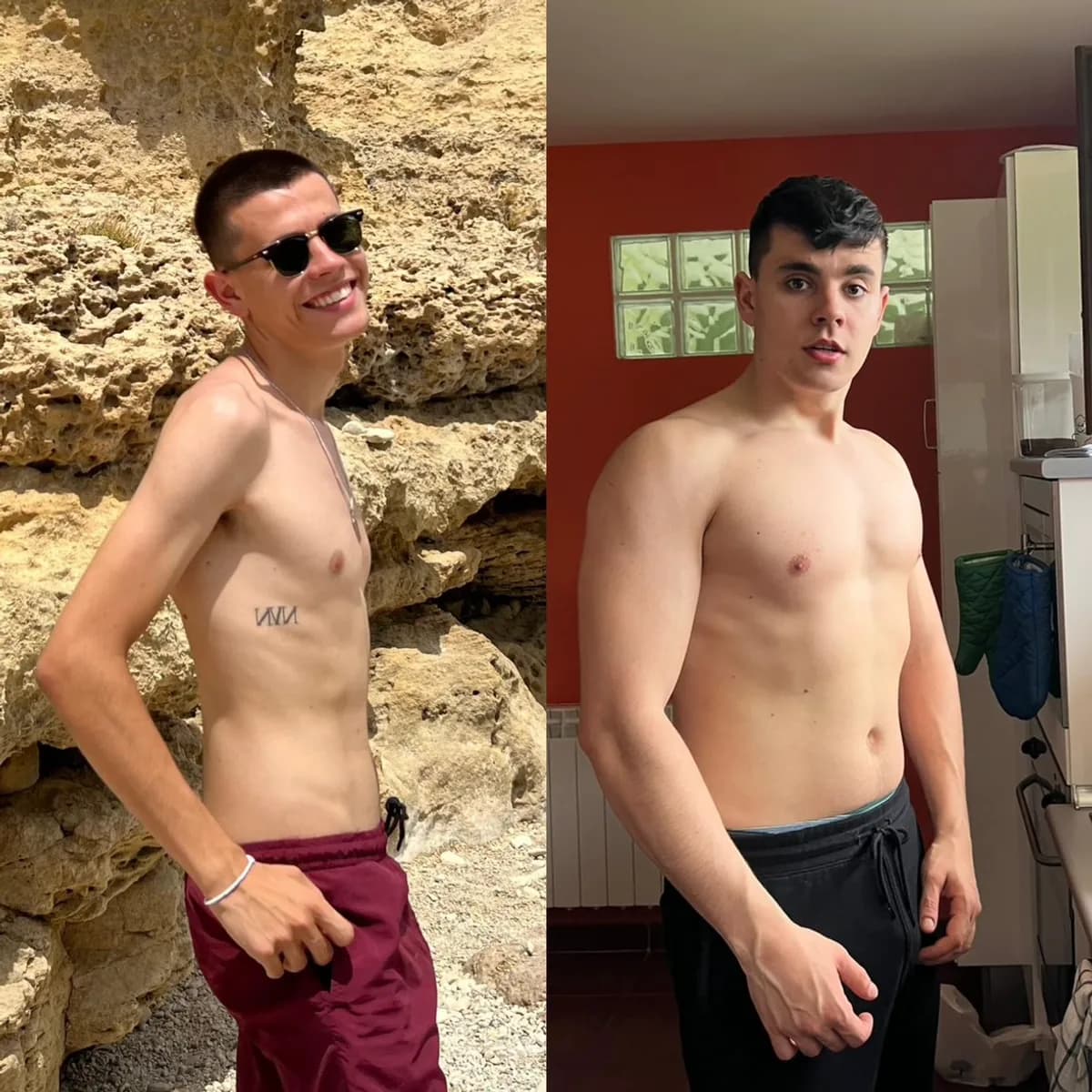 Transformación de DE FLACO A FUERTE: Ganó volumen en todo el torso